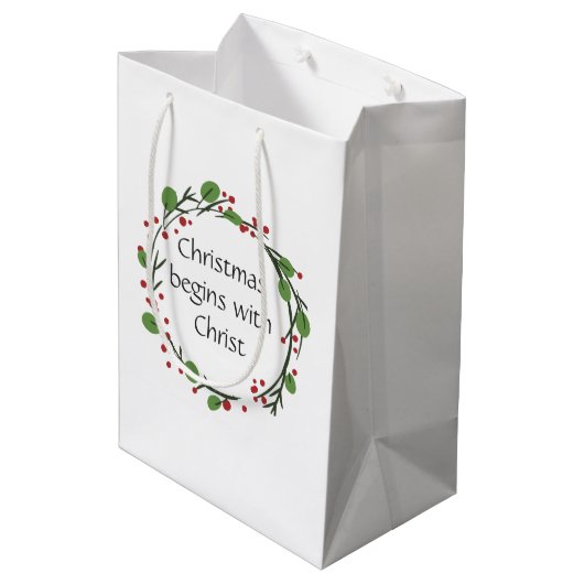 Sac Cadeau Moyen Écriture chrétienne de Noël (Dos Angle)