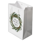 Sac Cadeau Moyen Écriture de feuille minimale moderne Noël (Dos Angle)