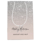 Sac Cadeau Moyen Écriture de parties scintillant en argent broché (Devant)