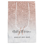 Sac Cadeau Moyen Écriture de parties scintillant or rose de maquill (Dos)