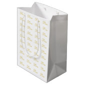 Sac Cadeau Moyen Écriture dorée chic et blanche pour mariage callig (Dos Angle)