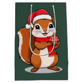 Sac Cadeau Moyen Écureuil de Noël Mignon (Dos)