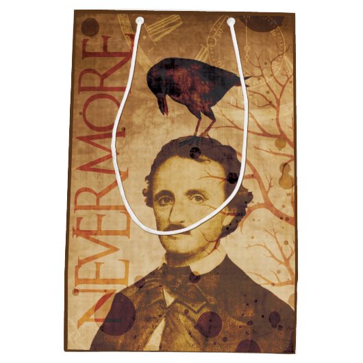 Sac Cadeau Moyen Edgar Allan Poe Quoth Raven plus jamais (Dos)