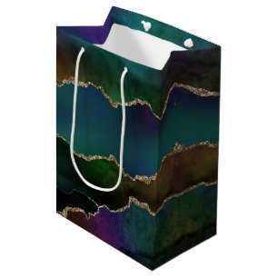 Sac Cadeau Moyen Edgy Agate Sombre Moody Jewel Tone Mystic Turquo