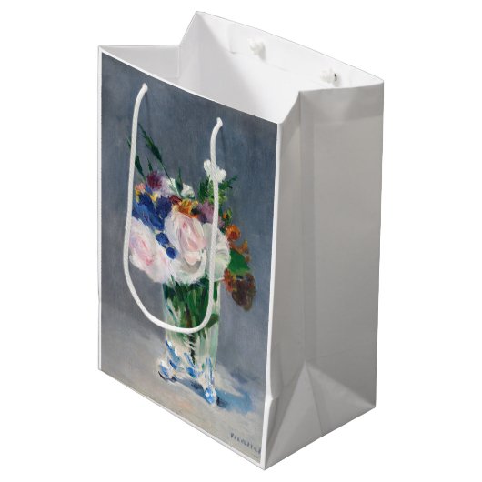 Sac Cadeau Moyen Edouard Manet - Fleurs dans un Vase de Cristal (Devant Angle)