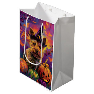 Sac Cadeau Moyen Éffrayant australien Terrier Citrouille de sorcièr