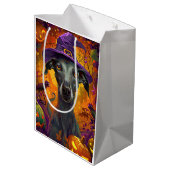 Sac Cadeau Moyen Éffrayant Greyhound Chien Halloween sorcière et Ci (Dos Angle)