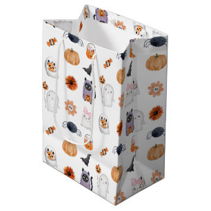 Sac Cadeau Moyen Éffrayant mignon halloween ghost aquarelle style b