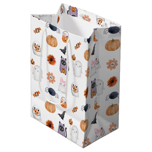 Sac Cadeau Moyen Éffrayant mignon halloween ghost aquarelle style b (Devant Angle)