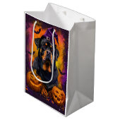 Sac Cadeau Moyen Éffrayant Rottweiler Chien Halloween sorcière et C (Devant Angle)