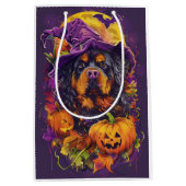 Sac Cadeau Moyen Éffrayant Tibétain Mastiff Chien Halloween Citroui (Devant)