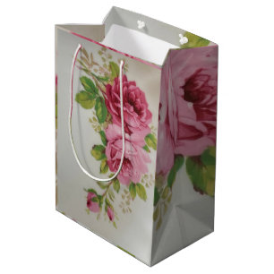 Sac Cadeau Moyen Élégance vintage du Rose de chou