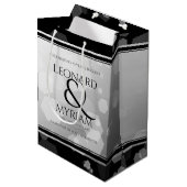 Sac Cadeau Moyen Élégant 70e anniversaire de Mariage Platinum (Devant Angle)