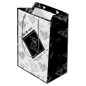 Sac Cadeau Moyen Élégant 75e anniversaire de Mariage de diamant (Dos Angle)