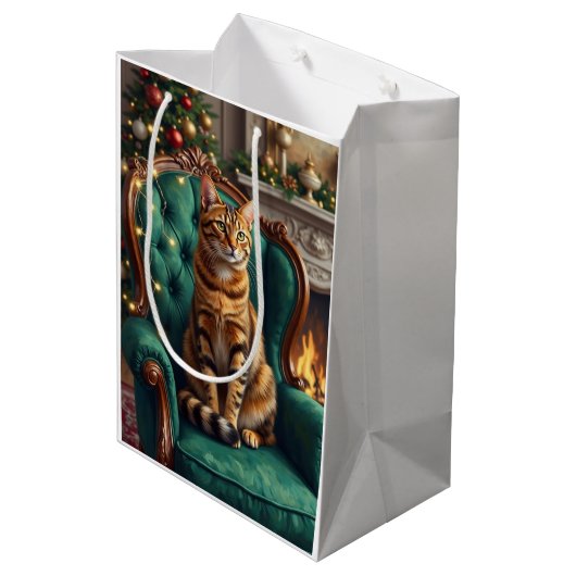 Sac Cadeau Moyen Elegant Abyssinian Cat Regal Holiday Portrait Art (Dos Angle)