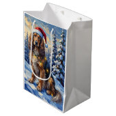 Sac Cadeau Moyen Elegant Afghan Hound Winter Wonderland Christmas (Devant Angle)