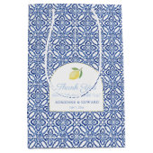 Sac Cadeau Moyen Elégant Arc Lemons Carreaux Bleus Mariage Bienvenu (Devant)