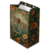 Sac Cadeau Moyen Elegant Art Nouveau Spring green Dragonfly (Dos Angle)