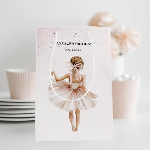 Sac Cadeau Moyen Élégant Ballerine Rose Anniversaire