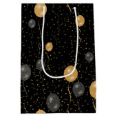Sac Cadeau Moyen Élégant Ballons Noir & Or (Dos)