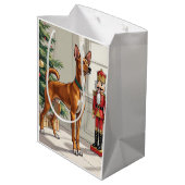 Sac Cadeau Moyen Elegant Basenji Dog Nutcracker Modern Christmas (Dos Angle)