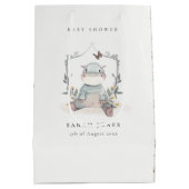 Sac Cadeau Moyen Élégant Bébé Jaune Joli Baby shower Hippo Foliage (Dos)