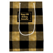 Sac Cadeau Moyen Elegant Black Gold Gift Bag Name Printed (Dos)