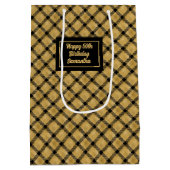 Sac Cadeau Moyen Elegant Black Gold Personalized Birthday Gift Bag (Dos)