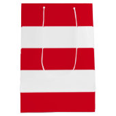 Sac Cadeau Moyen Élégant blanc rouge simple rayures (Dos)