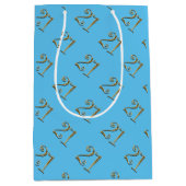 Sac Cadeau Moyen élégant bleu de 21ème or d'anniversaire (Devant)