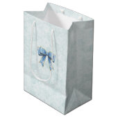 Sac Cadeau Moyen Elegant Blue Bow Engagement Party Invitation (Devant Angle)
