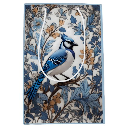 Sac Cadeau Moyen Elégant Blue Jay William Morris inspiré (Devant)