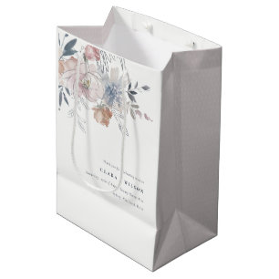 Sac Cadeau Moyen Elégant Chic Blush Aquarelle Floral Mariage