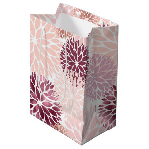 Sac Cadeau Moyen Élégant Chic Fleurs Roses