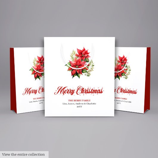 Sac Cadeau Moyen Elegant Christmas Bouquet Script Font Gift Bag