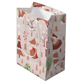 Sac Cadeau Moyen Élégant classique Arbre de Noël Fox Motif (Devant Angle)