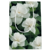 Sac Cadeau Moyen Élégant classique vert botanique blanc floral (Devant)