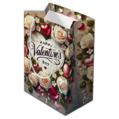 Sac Cadeau Moyen Elégant design de Saint Valentin avec Rose (Dos Angle)