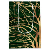 Sac Cadeau Moyen Elégant dessin d'arbre d'automne en or vert (Dos)