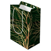 Sac Cadeau Moyen Elégant dessin d'arbre d'automne en or vert (Dos Angle)