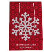 Sac Cadeau Moyen Élégant Festif Red Snowflake (Dos)