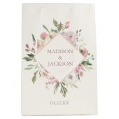 Sac Cadeau Moyen Élégant Floral Blush Pony rose Mariage d'été (Devant)