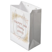 Sac Cadeau Moyen Elegant Gold Glitter 80th Birthday (Devant Angle)