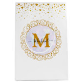 Sac Cadeau Moyen Elegant Gold Glitter Initial & Name (Devant)