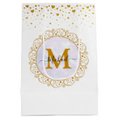 Sac Cadeau Moyen Elegant Gold Glitter Initial & Name (Dos)