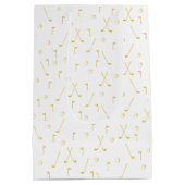 Sac Cadeau Moyen Elégant Gold Motif Golfer Blanc (Dos)