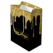 Sac Cadeau Moyen Élégant Gold Sparkle Parties scintillant Drives Bu (Dos Angle)