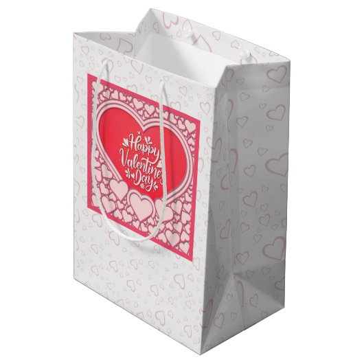 Sac Cadeau Moyen Élégant Heureuse Sainte-Valentin de coeur rose élé (Dos Angle)