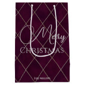 Sac Cadeau Moyen Élégant Jacquard Maroon Motif Joyeux Noël (Dos)