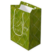 Sac Cadeau Moyen Élégant Jacquard vert Wasabi Motif Noël (Devant Angle)